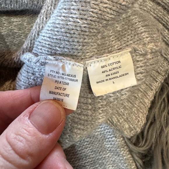 Trash Nouveau Knit Pullover Sweater Shawl Neck Mens LRG Striped Multi Color Grey - Picture 6 of 7